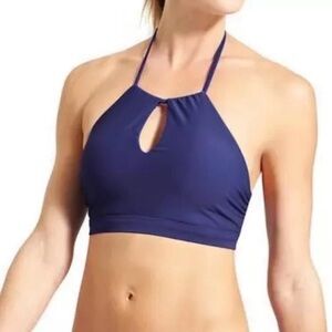 NWOT Athleta High Neck Keyhole Bikini Top Blue Navy Strappy